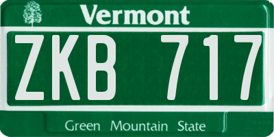 VT license plate ZKB717