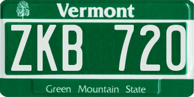 VT license plate ZKB720
