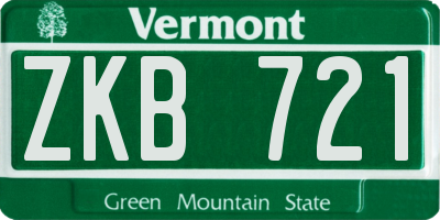 VT license plate ZKB721