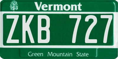 VT license plate ZKB727