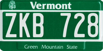 VT license plate ZKB728