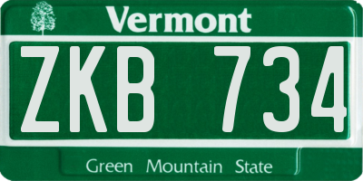 VT license plate ZKB734