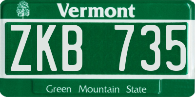 VT license plate ZKB735