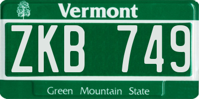 VT license plate ZKB749