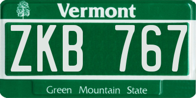 VT license plate ZKB767