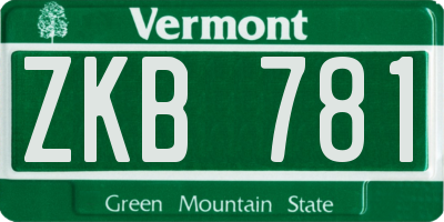 VT license plate ZKB781