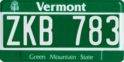 VT license plate ZKB783