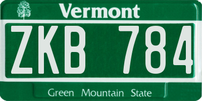 VT license plate ZKB784