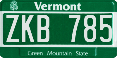 VT license plate ZKB785