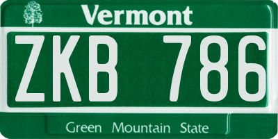 VT license plate ZKB786