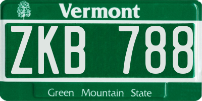 VT license plate ZKB788