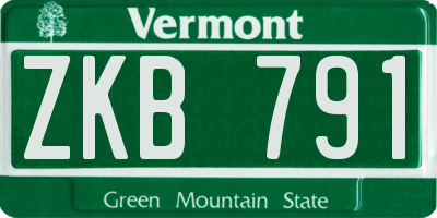 VT license plate ZKB791