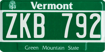 VT license plate ZKB792