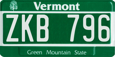 VT license plate ZKB796