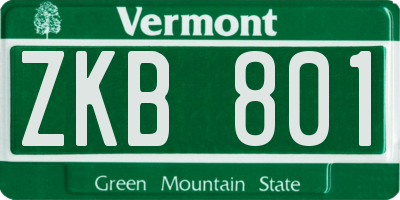 VT license plate ZKB801