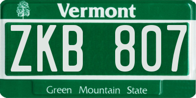 VT license plate ZKB807