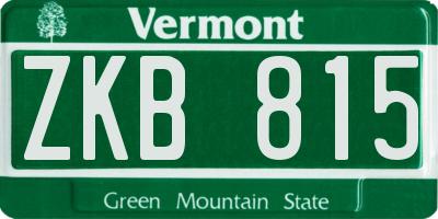 VT license plate ZKB815