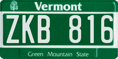 VT license plate ZKB816