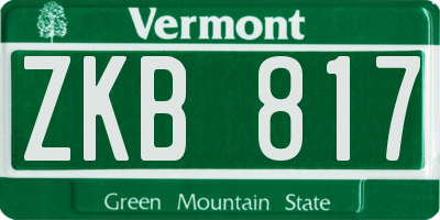 VT license plate ZKB817