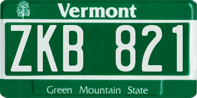 VT license plate ZKB821