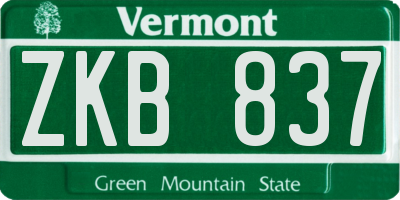 VT license plate ZKB837