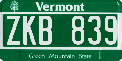 VT license plate ZKB839