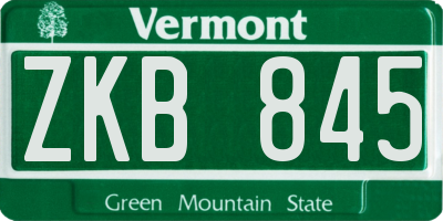 VT license plate ZKB845