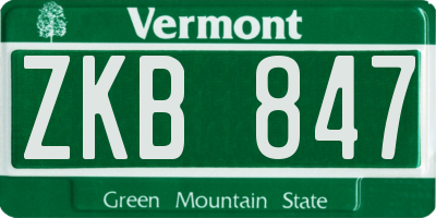 VT license plate ZKB847