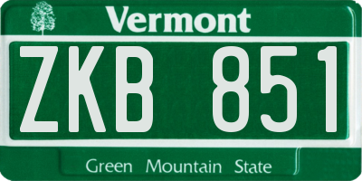 VT license plate ZKB851