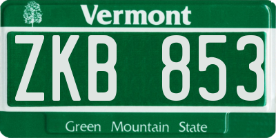 VT license plate ZKB853