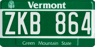 VT license plate ZKB864