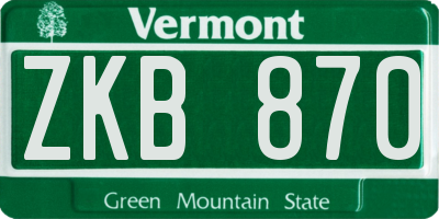 VT license plate ZKB870