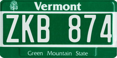 VT license plate ZKB874