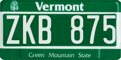 VT license plate ZKB875