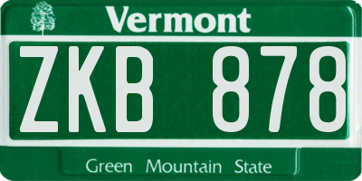 VT license plate ZKB878