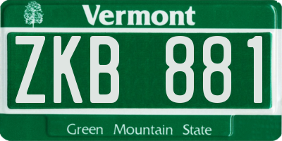 VT license plate ZKB881