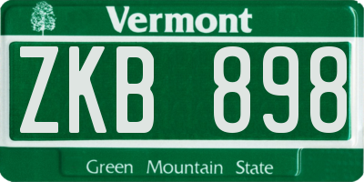 VT license plate ZKB898