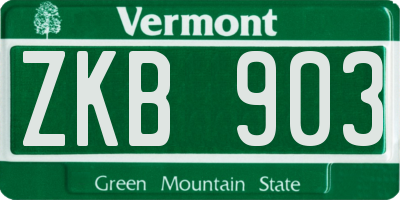 VT license plate ZKB903