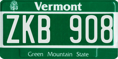 VT license plate ZKB908