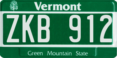 VT license plate ZKB912