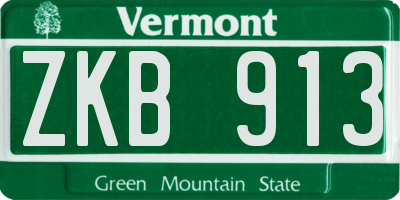 VT license plate ZKB913