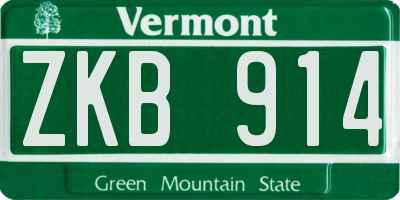 VT license plate ZKB914