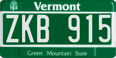 VT license plate ZKB915