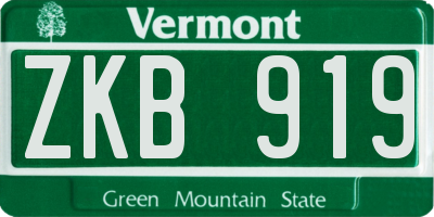 VT license plate ZKB919