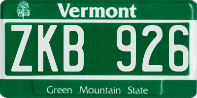VT license plate ZKB926