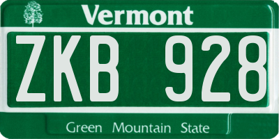 VT license plate ZKB928