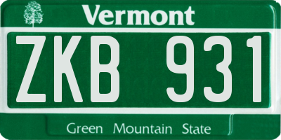 VT license plate ZKB931