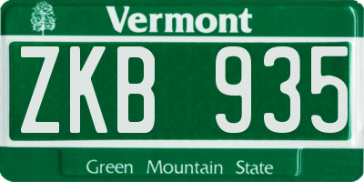VT license plate ZKB935