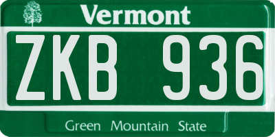 VT license plate ZKB936
