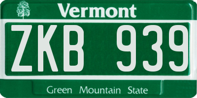 VT license plate ZKB939